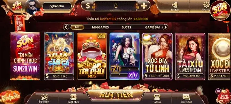 Các tựa game bài nổi bật tại Sunwin